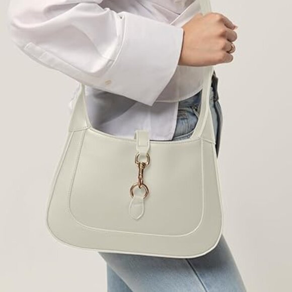 Neiman Marcus Saddle Pearl Lock 2-in-1 Convertible Shoulder & Crossbody Bag - Picture 3 of 4